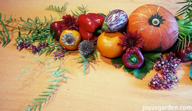 One side of the fall centerpiece with fall accents