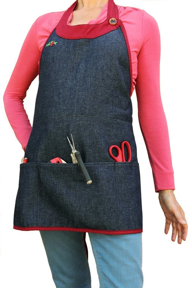 Full Length Denim Apron With Pockets