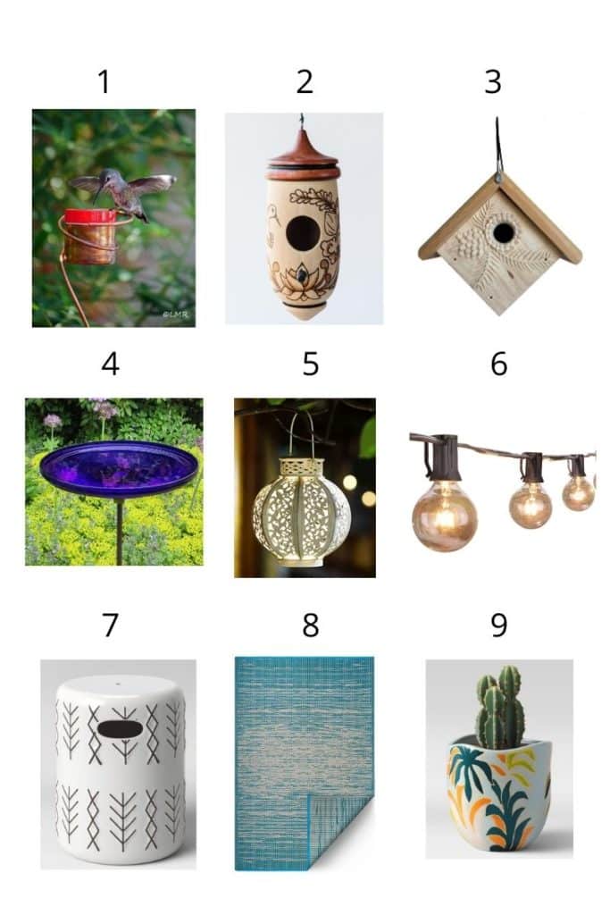 a collage showing 9 garden gift ideas