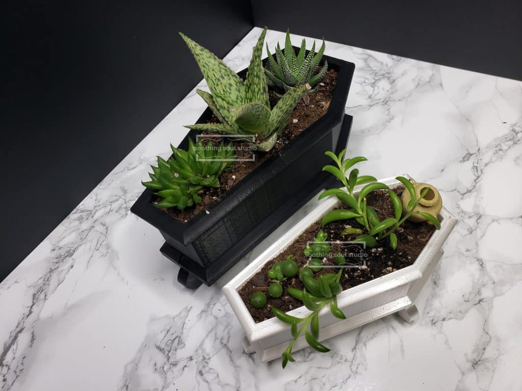coffin shaped planter in black and white available a etsy 