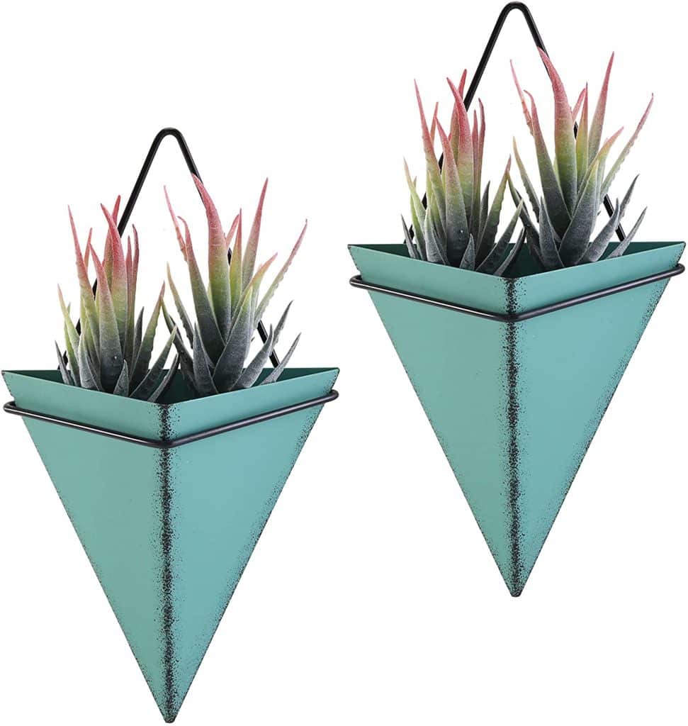 two metal hanging planters from amazon