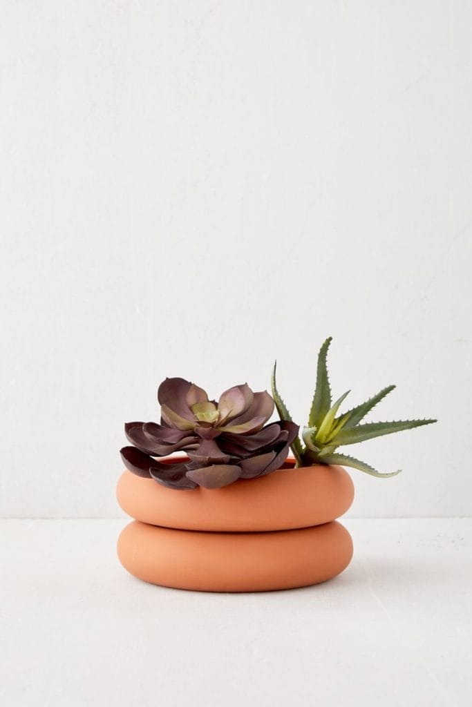 stoneware short stacking planter with two succulents inside available at urban outfitters