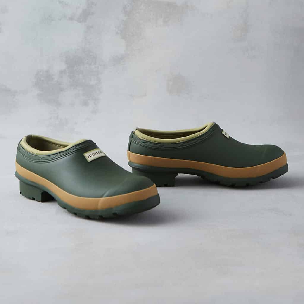 Green clogs from hunter.