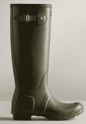 Tall green rain boots from hunter.