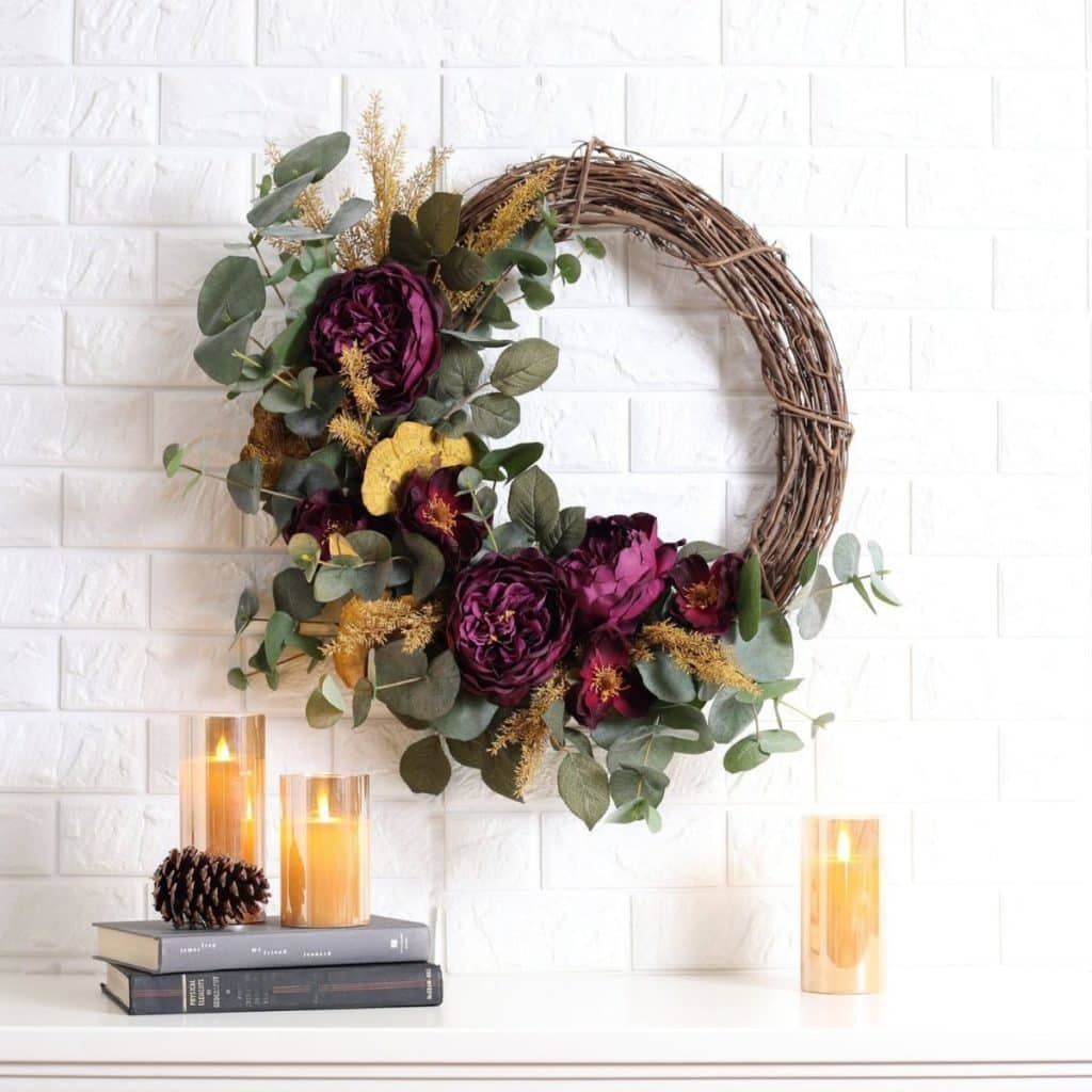 eucalyptus and rose wreath from etsy