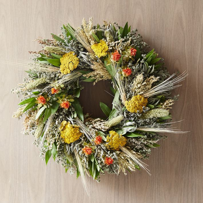safflower, sage and and bay leaf wreath from west elm