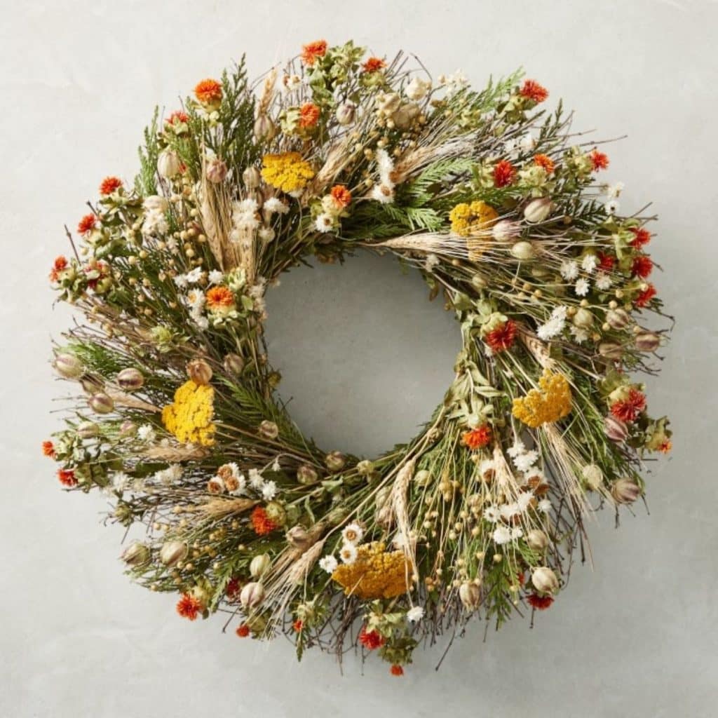 autumn colored wreath from williams sonoma