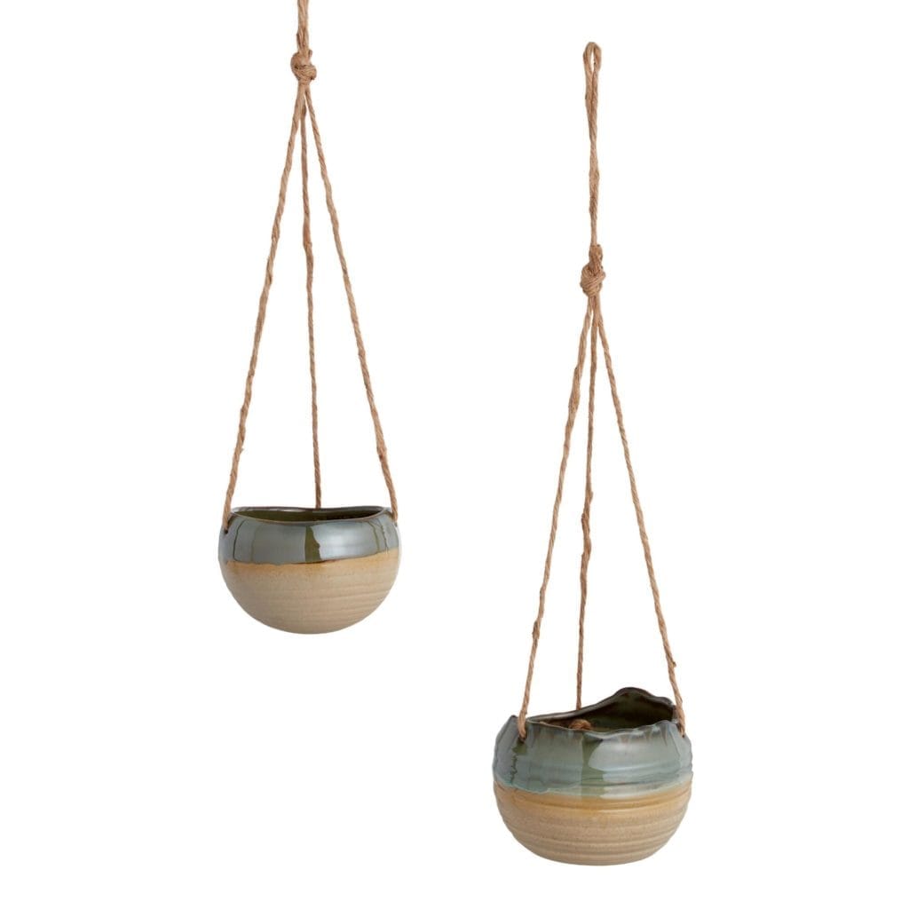 2 green reactive glaze hanging planters from world market