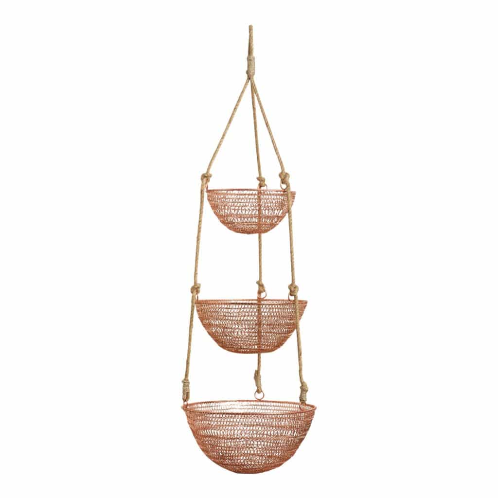 copper & jute rope 3 tier hanging basket from world market