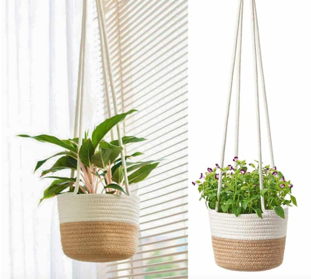hanging rope plant basket from etsy