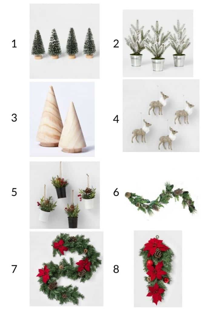 poinsettia garland wooden christmas trees deer ornaments mini christmas trees christmas decor from target