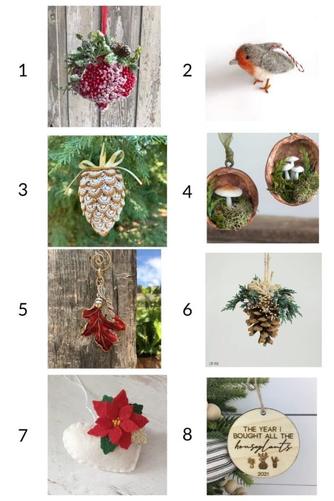 8 christmas ornaments with natural touches on etsy