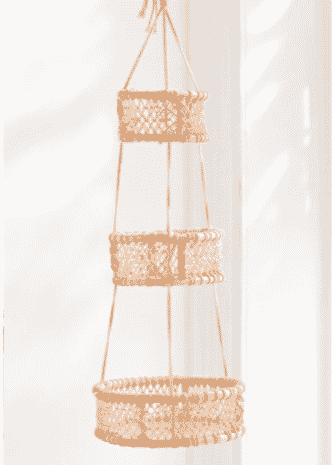 three-tiered hanging rattan basket from urban outfitters