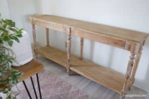an empty long & narrow 2-tier table