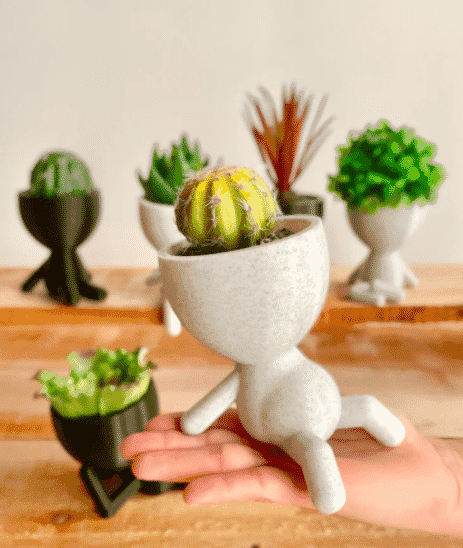 succulent pots in the shape of peron with head being the planter available at etsy