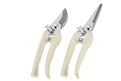 Two white handled pruning shears buy at amazon.