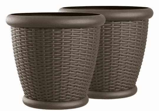 two brown pots with wicker pattern for sale at home depot
