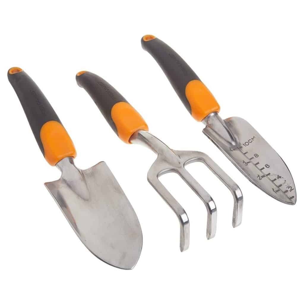 a gardening handset with 2 trowels & a claw rake to buy on amazon