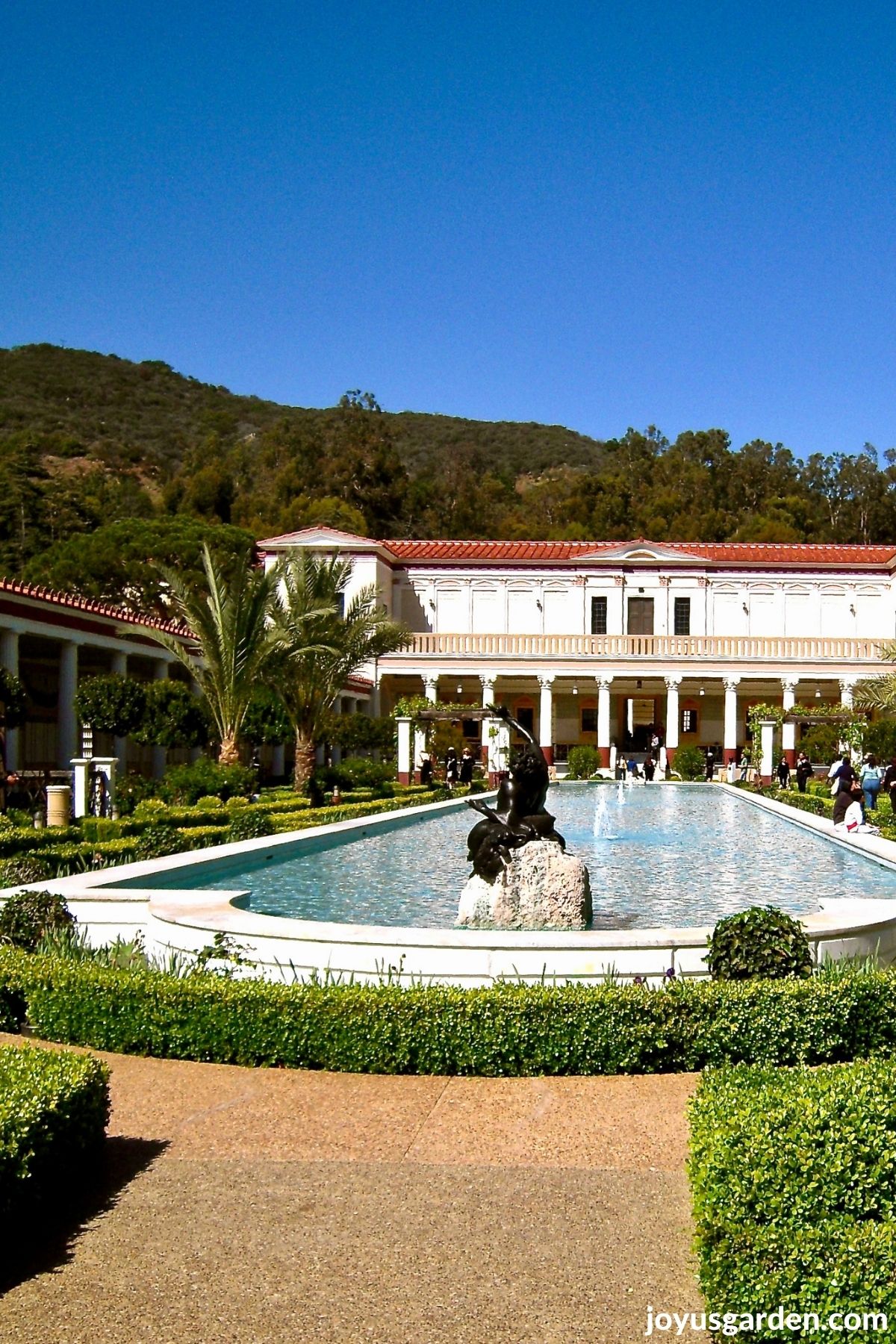 the reflecting pool at the Getty Villa