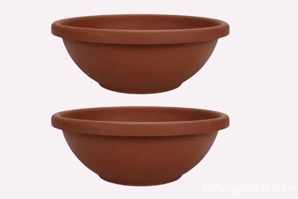 a set of 3 deep terra cotta colored resin garden bowl plastic planter pots to buy online at home depot