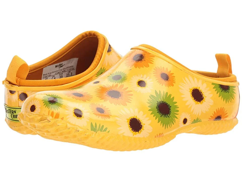yellow and floral print clogs from zappos