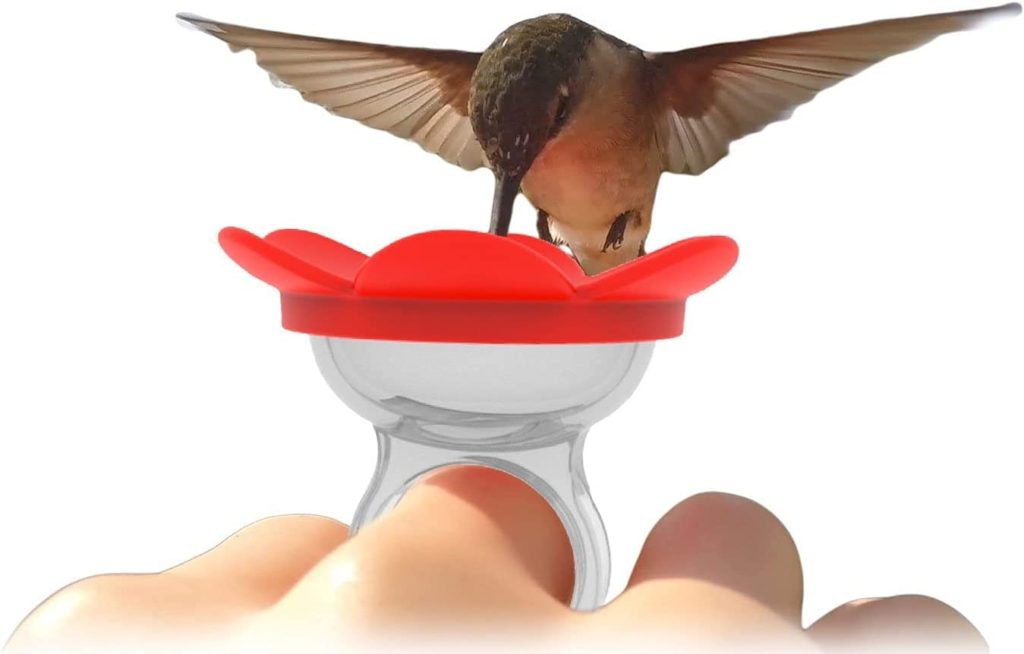 hummingbird ring feeder to wear on your finger with a red top on amazon