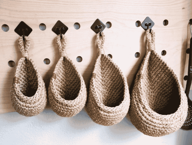 four jute hanging planters they are in a range of 4 sizes can be used as succulent hanging planter from etsy