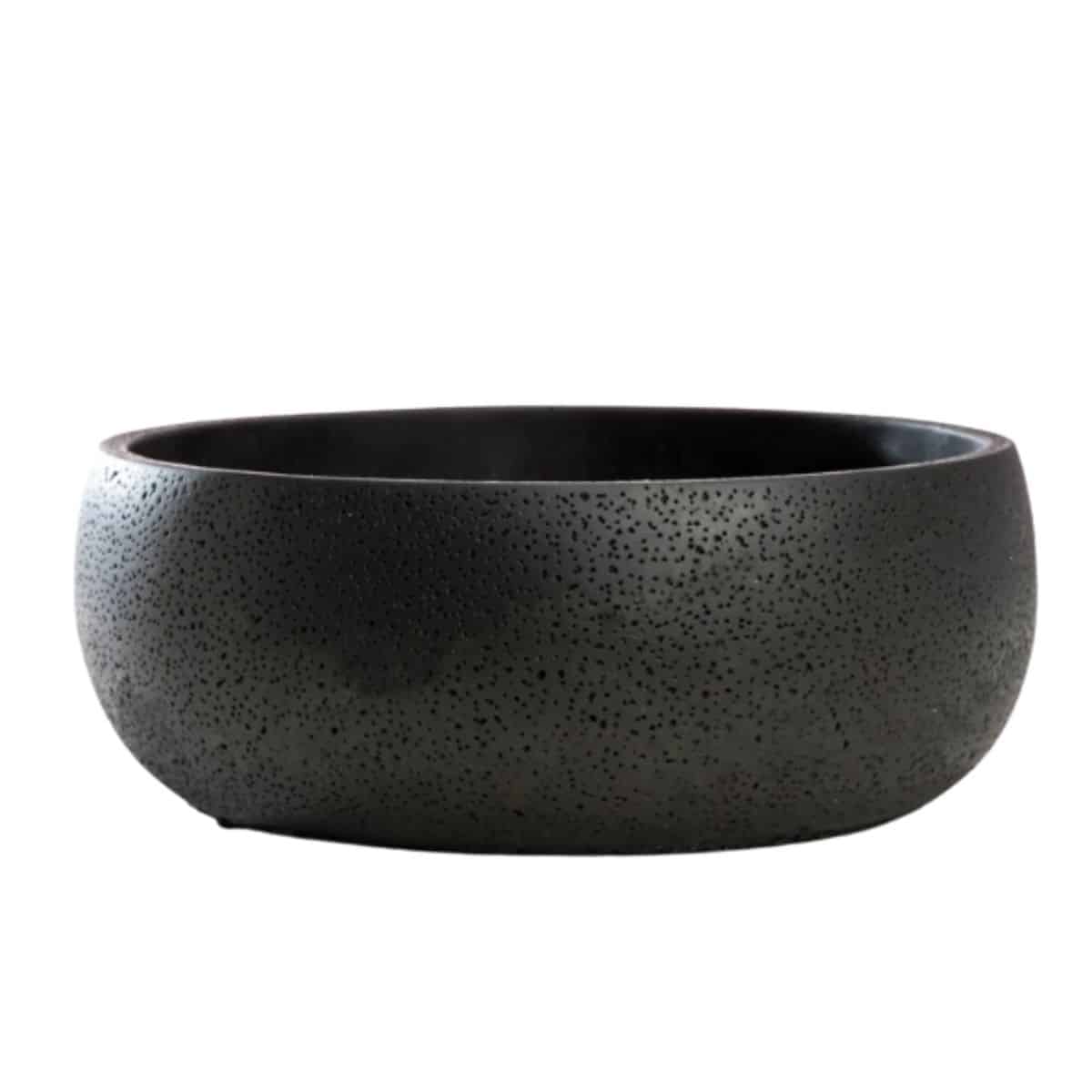 black minimalist design shallow cactus bowl with drainage hole from etsy