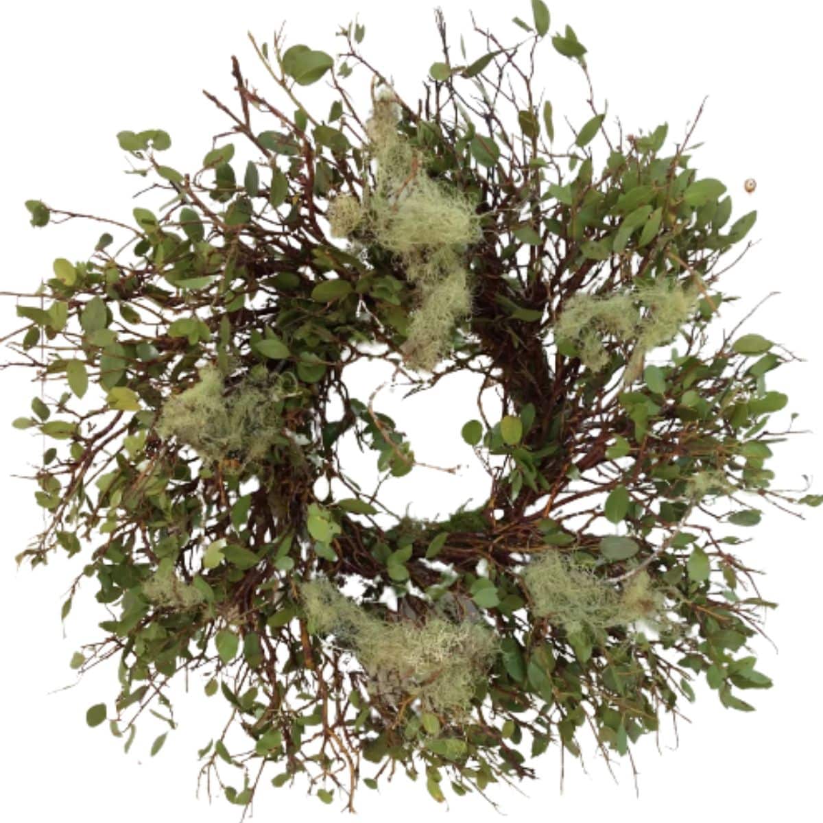 wreath made of Manzanita and Lichen branches, along with moss from etsy