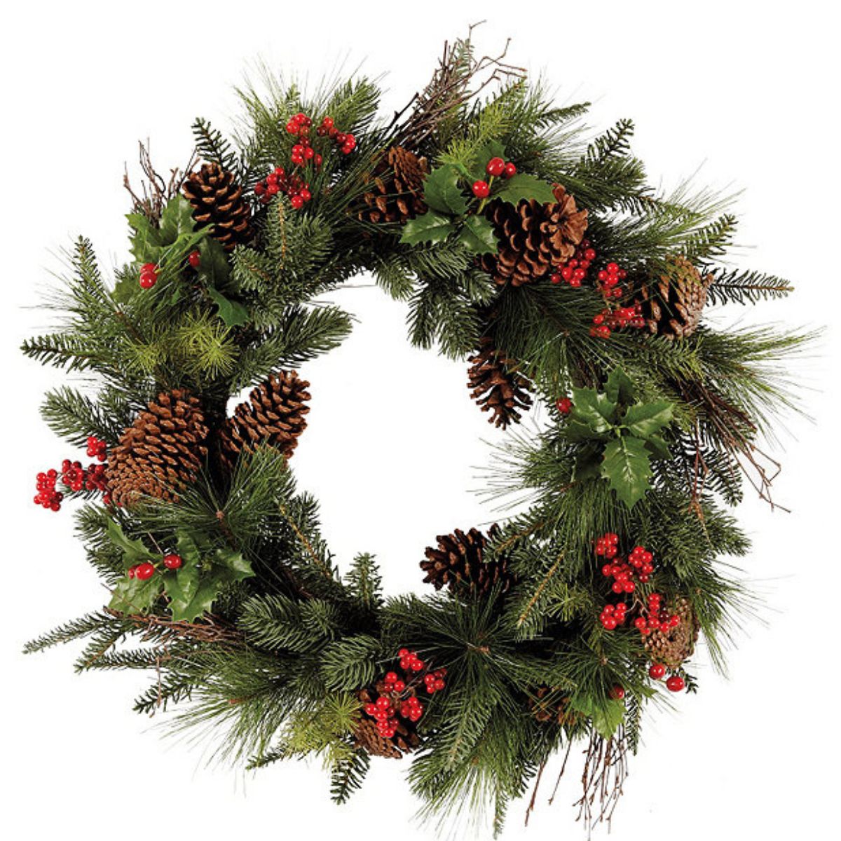 mixed pine and berry wreath from ballard designs