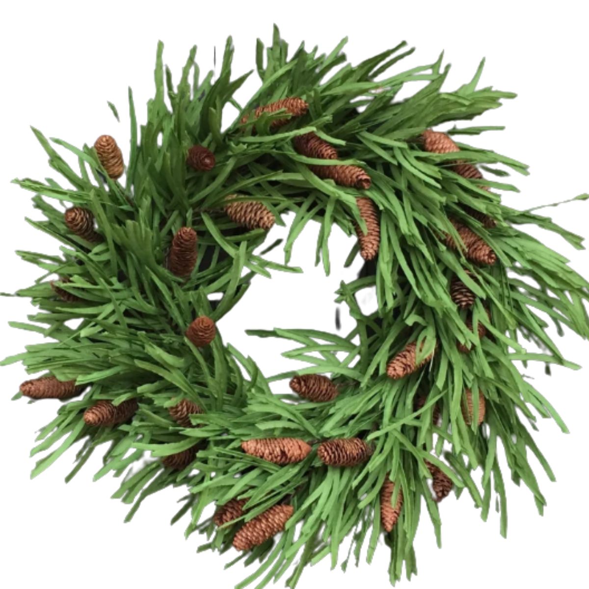 green leaves and pinecone wreath from etsy