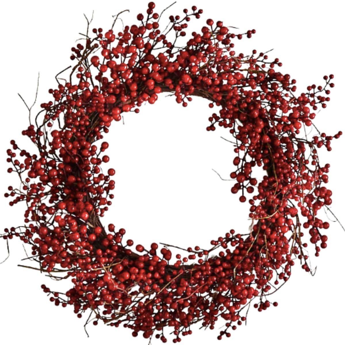 faux twigs and red berry wreath from crate and barrel