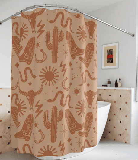 western boho cactus themed shower curtain  from etsy
