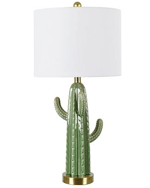 cactus table lamp with gold base and white lamp shade from ashley furniture