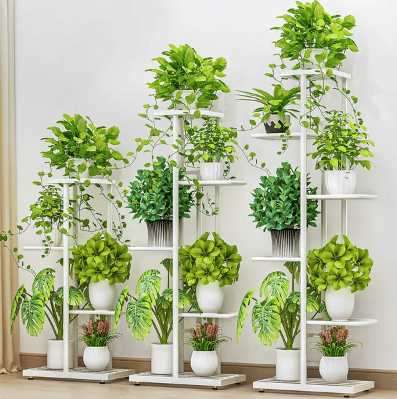 4/5/6/7/8 tier plant stand with a variety of plants shown from walmart