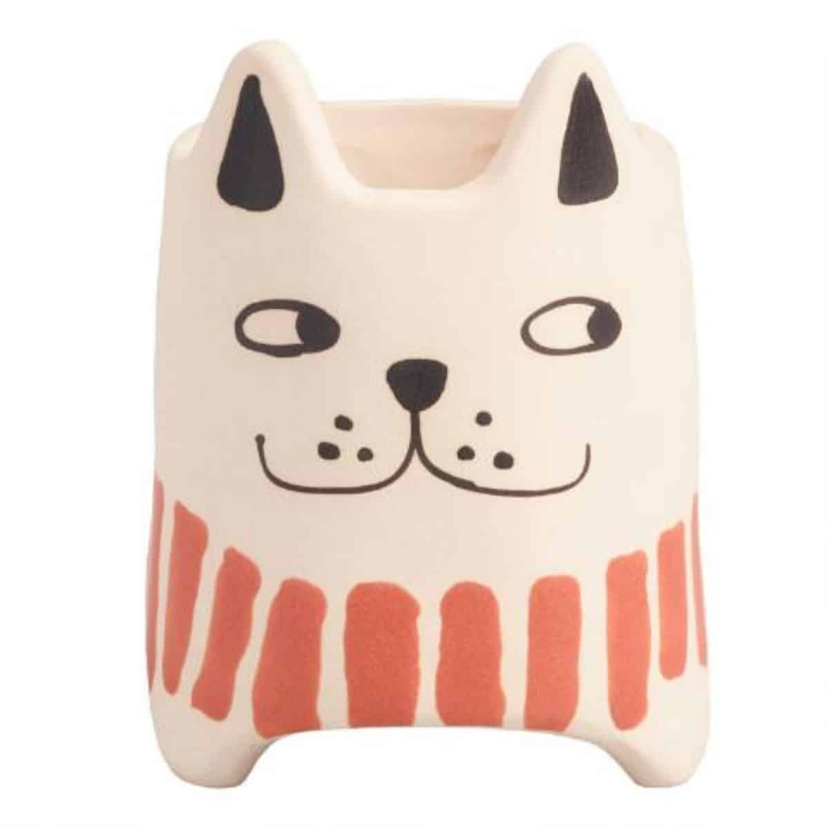 Cream Hand Painted Ceramic Dog Planter from world market