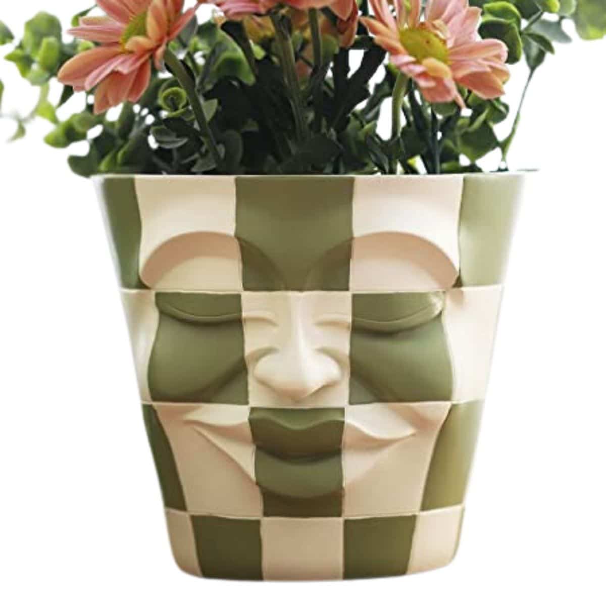 Green Checkered Head Planter from Amazon.