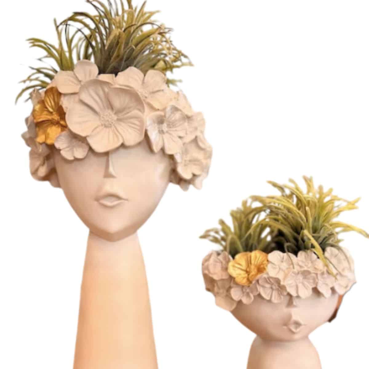 Two Flower Crown Head Planter from Etsy.