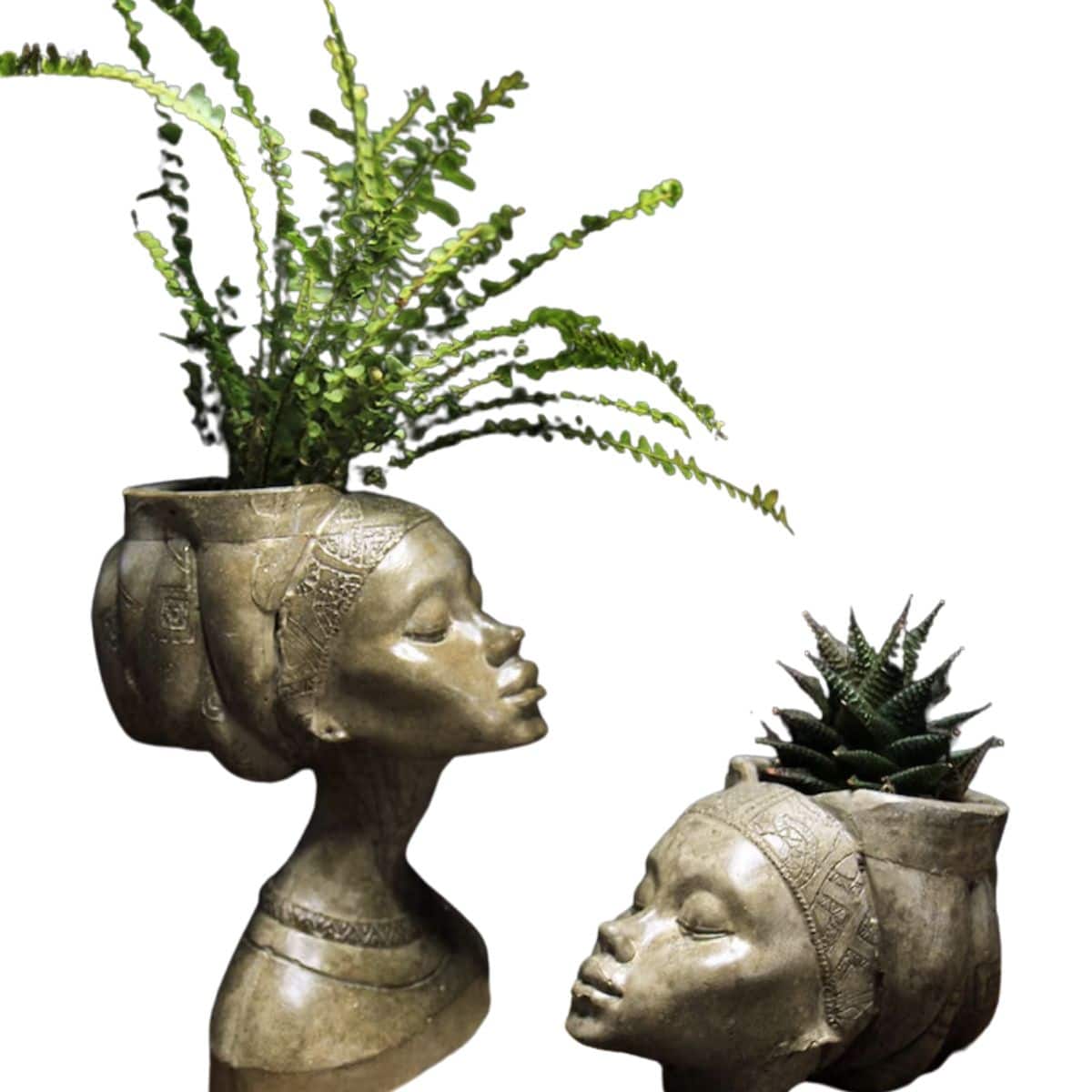 African woman head style head planter from Etsy. 