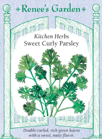 Sweet curly parsley herb seed packet from the vendor Renee's Garden.