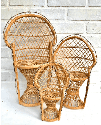 Three Mini Wicker Chair Plant Stand from Etsy. 