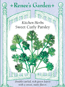 Renees garden seed packet for sweet curly parlsey. 
