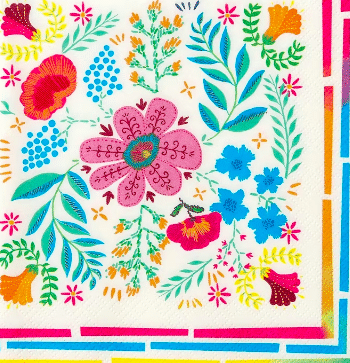 Boho fiesta napkins with floral design from etsy.