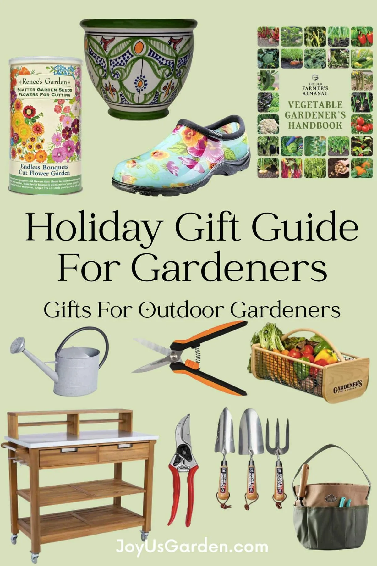 Collage of outdoor garden accessories that can be bought online.