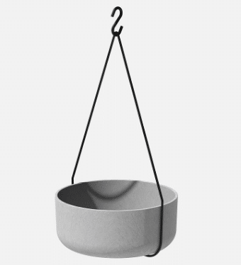 Gray hanging bowl planter from pottery barn.
