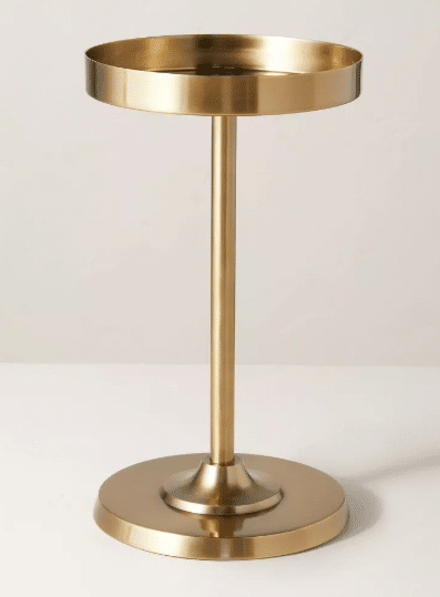Brushed metal planter stand in brass finish from target.