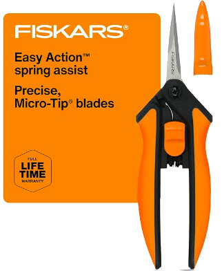 Fisker's microtip pruning snips in orange and black.
